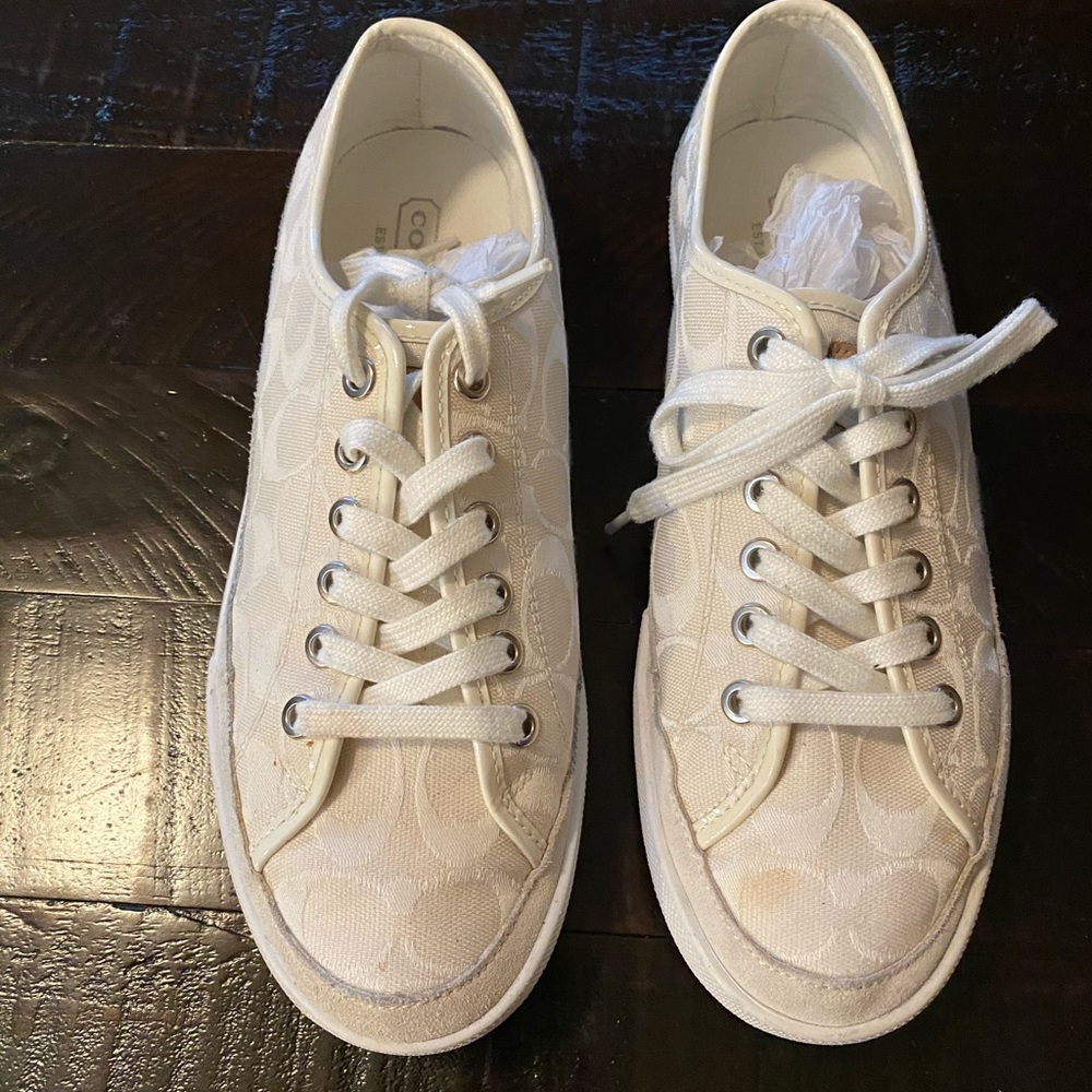 Coach Edith suede shoes chalk/wht.